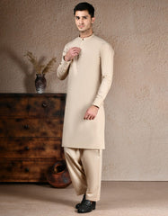 BEIGE COTTON KAMEEZ SHALWAR | JJKS-S-46580