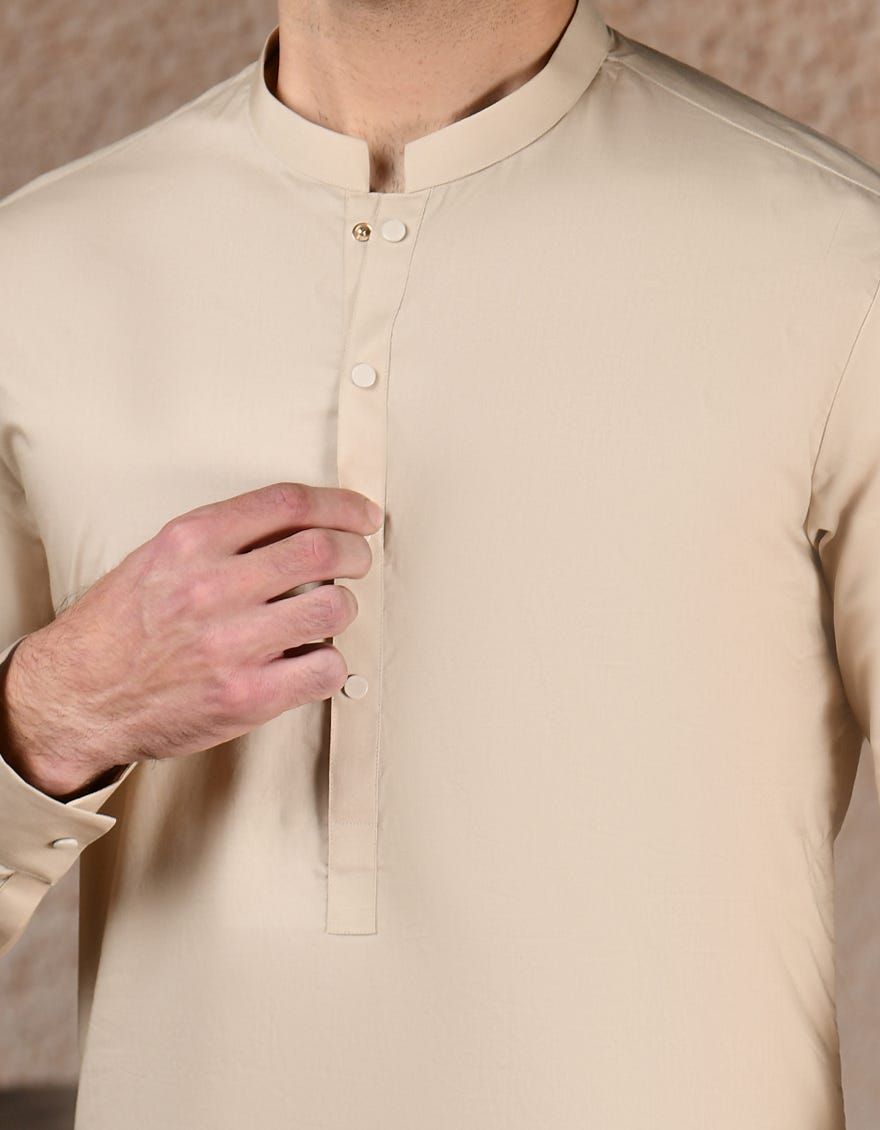 BEIGE COTTON KAMEEZ SHALWAR | JJKS-S-46580