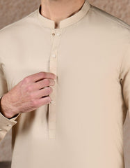 BEIGE COTTON KAMEEZ SHALWAR | JJKS-S-46580