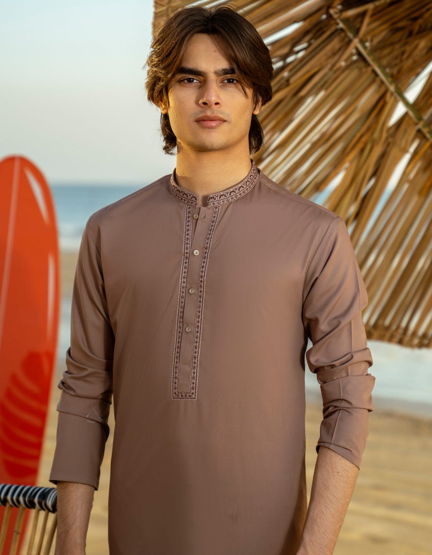 BROWN BLENDED KURTA TROUSER | JTKP-A-46583