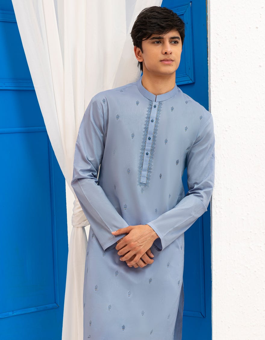 DULL BLUE COTTON KURTA