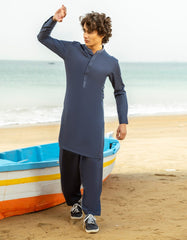 DENIM BLUE BLENDED KAMEEZ SHALWAR | JTKS-A-46600