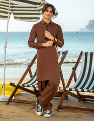 BROWN COTTON KAMEEZ SHALWAR | JTKS-A-46644