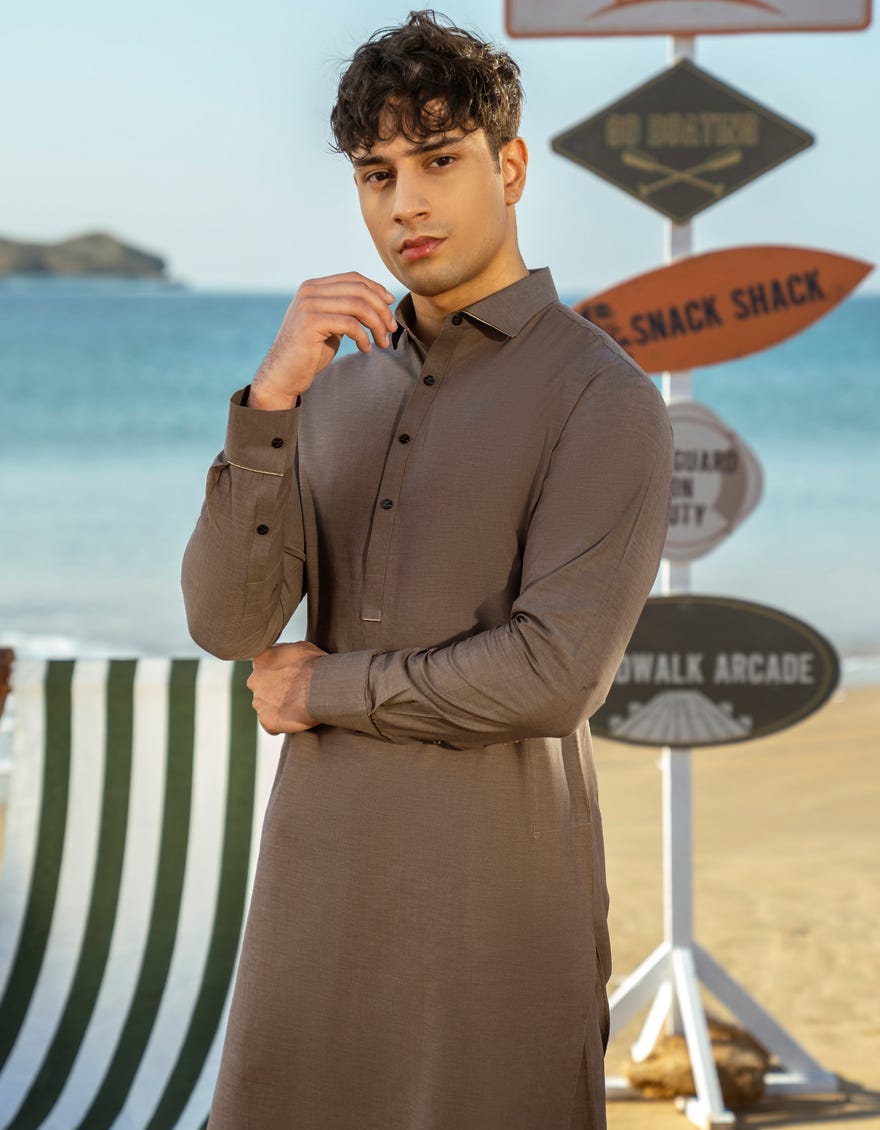 BROWN COTTON KAMEEZ SHALWAR | JTKS-A-46645
