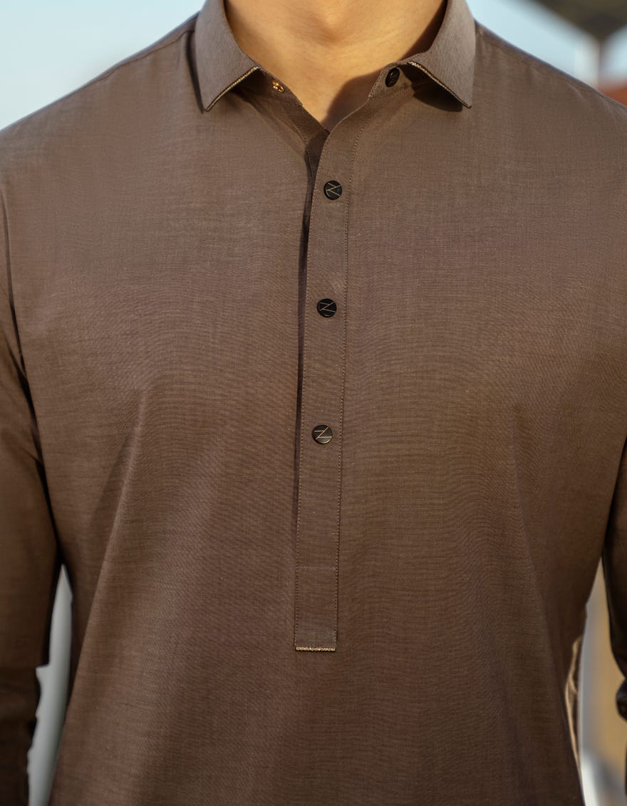 BROWN COTTON KAMEEZ SHALWAR | JTKS-A-46645