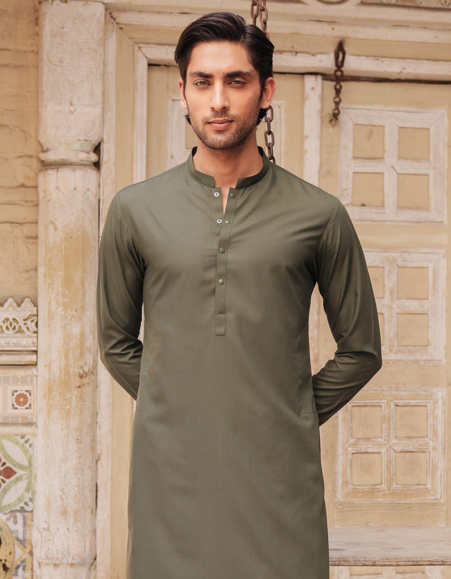 GREEN BLENDED CASUAL KAMEEZ SHALWAR