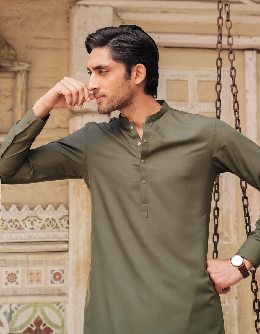 GREEN BLENDED CASUAL KAMEEZ SHALWAR