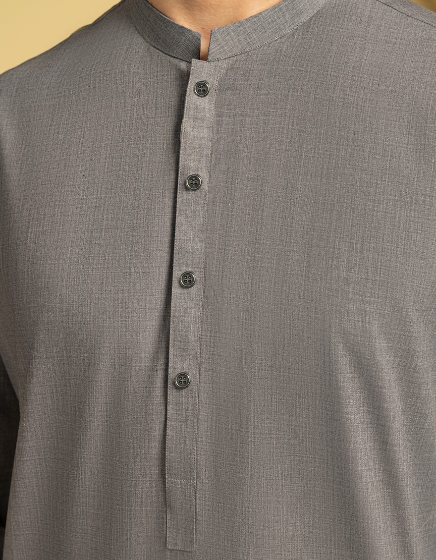 GREY BLENDED KURTA TROUSER