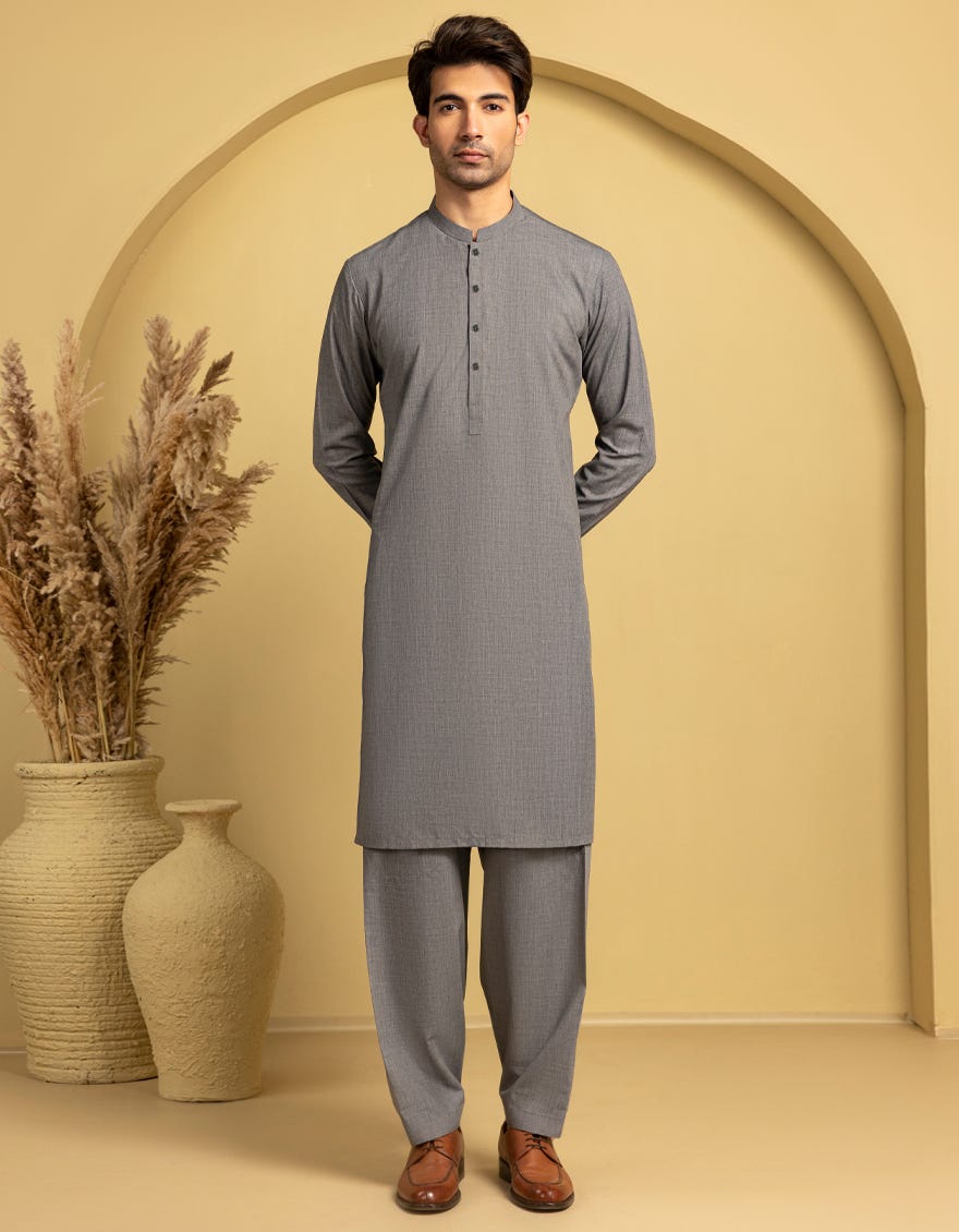 GREY BLENDED CASUAL KAMEEZ SHALWAR