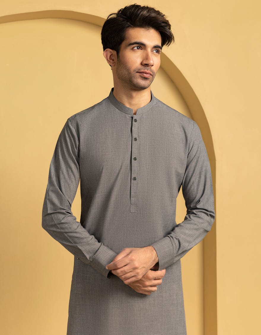 GREY BLENDED CASUAL KAMEEZ SHALWAR