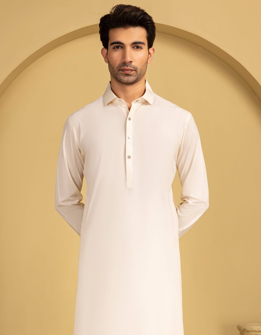 CREAM BLENDED CASUAL KAMEEZ SHALWAR