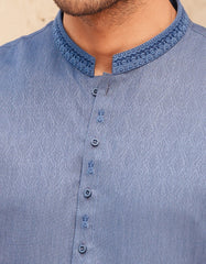 DULL BLUE BLENDED SEMI-FORMAL KURTA