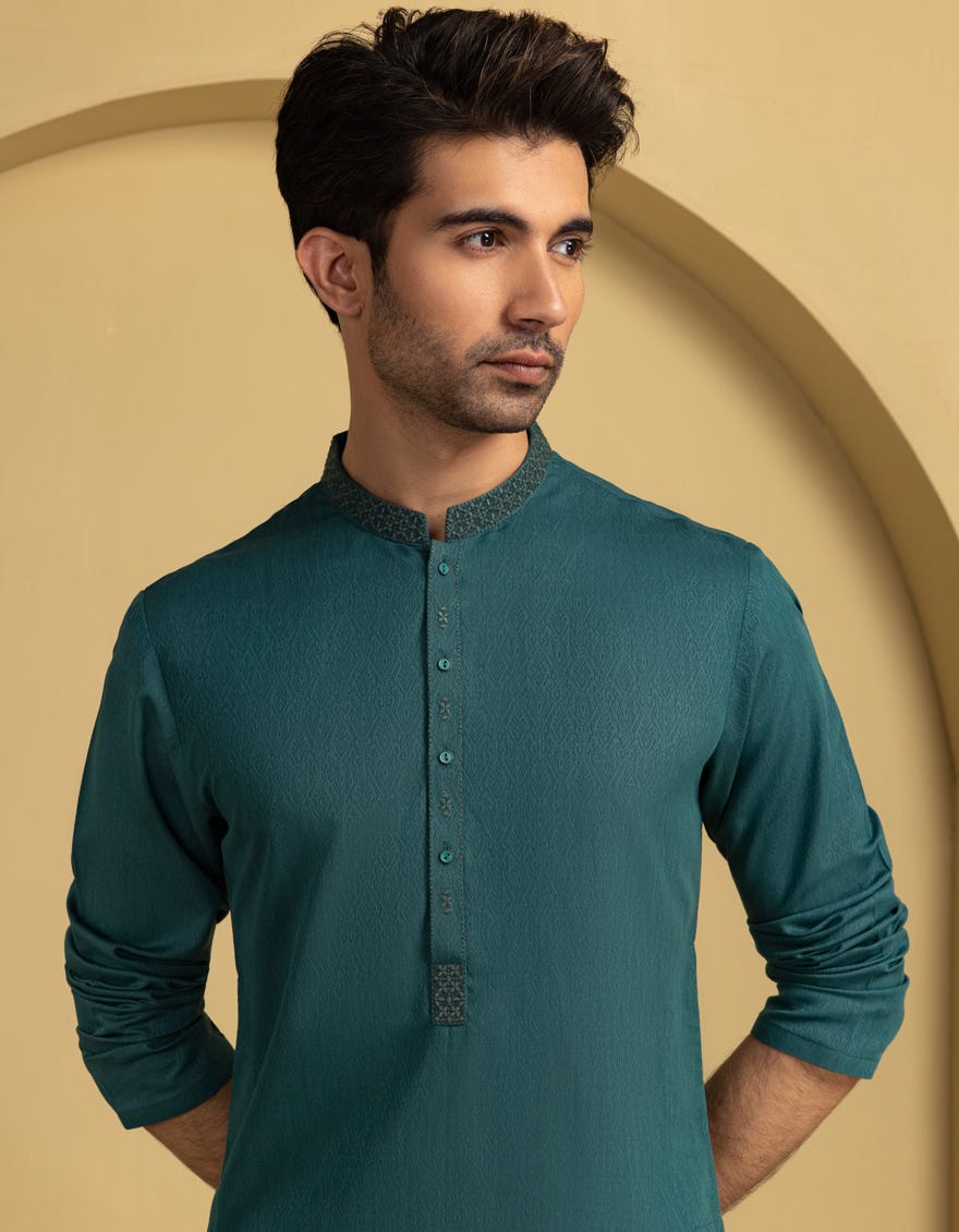 GREEN BLENDED SEMI-FORMAL KURTA