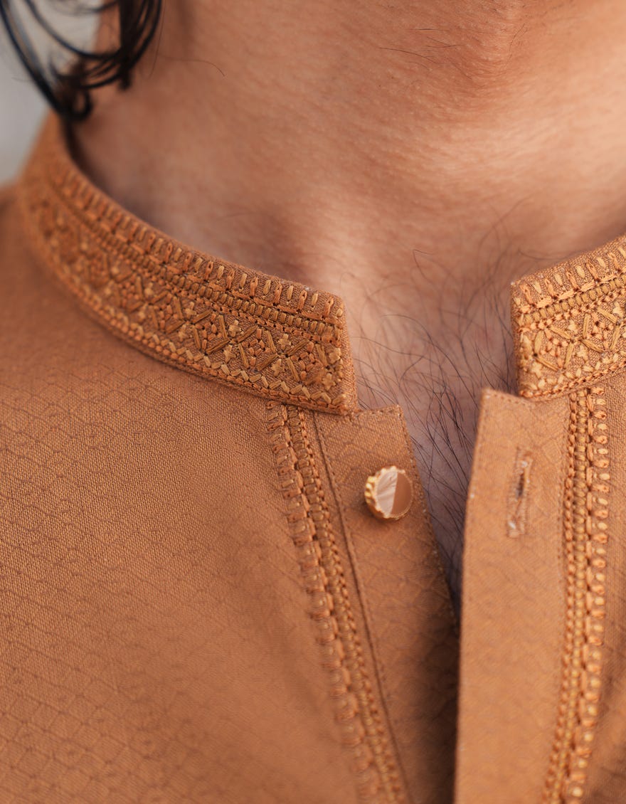 GOLDEN COTTON SEMI-FORMAL KURTA
