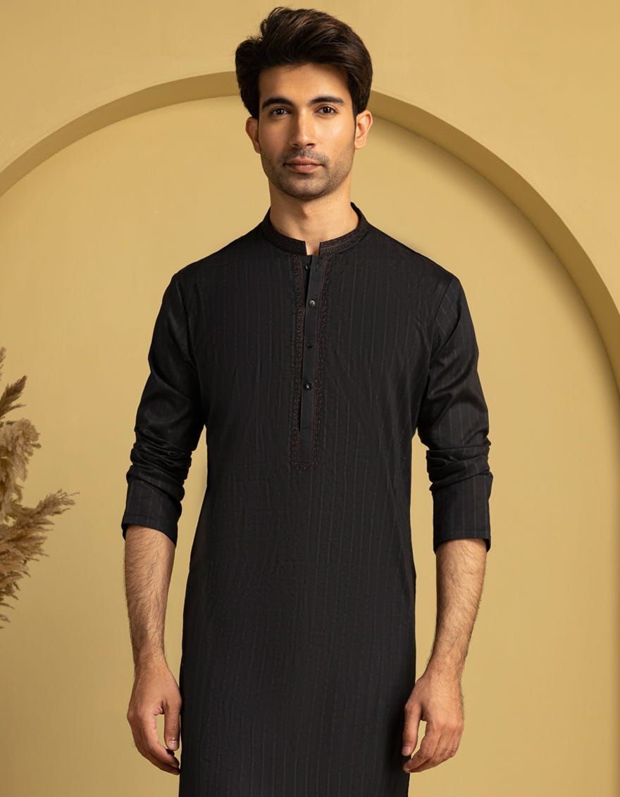 BLACK COTTON KURTA TROUSER