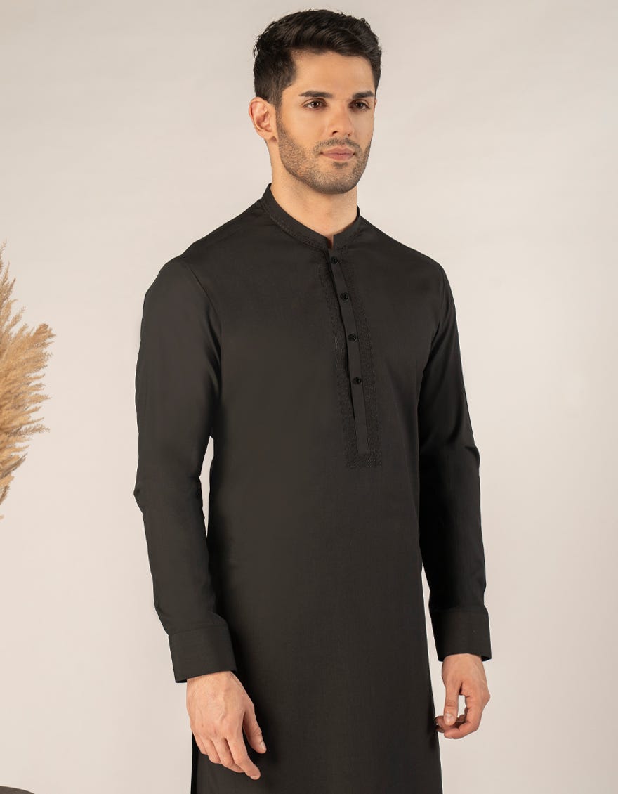 BLACK BLENDED SEMI-FORMAL KURTA TROUSER