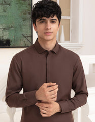 DARK BROWN BLENDED KAMEEZ SHALWAR