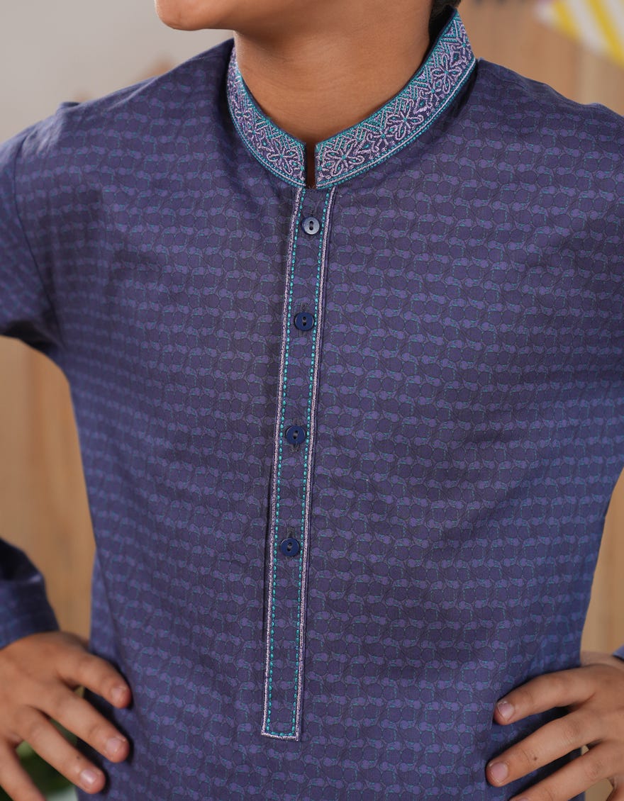 BLUE COTTON KAMEEZ SHALWAR