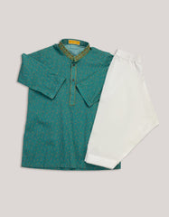 GREEN COTTON KAMEEZ SHALWAR