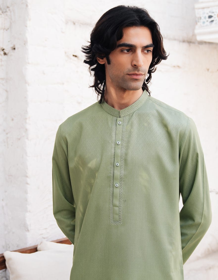 GREEN BLENDED SEMI-FORMAL KURTA