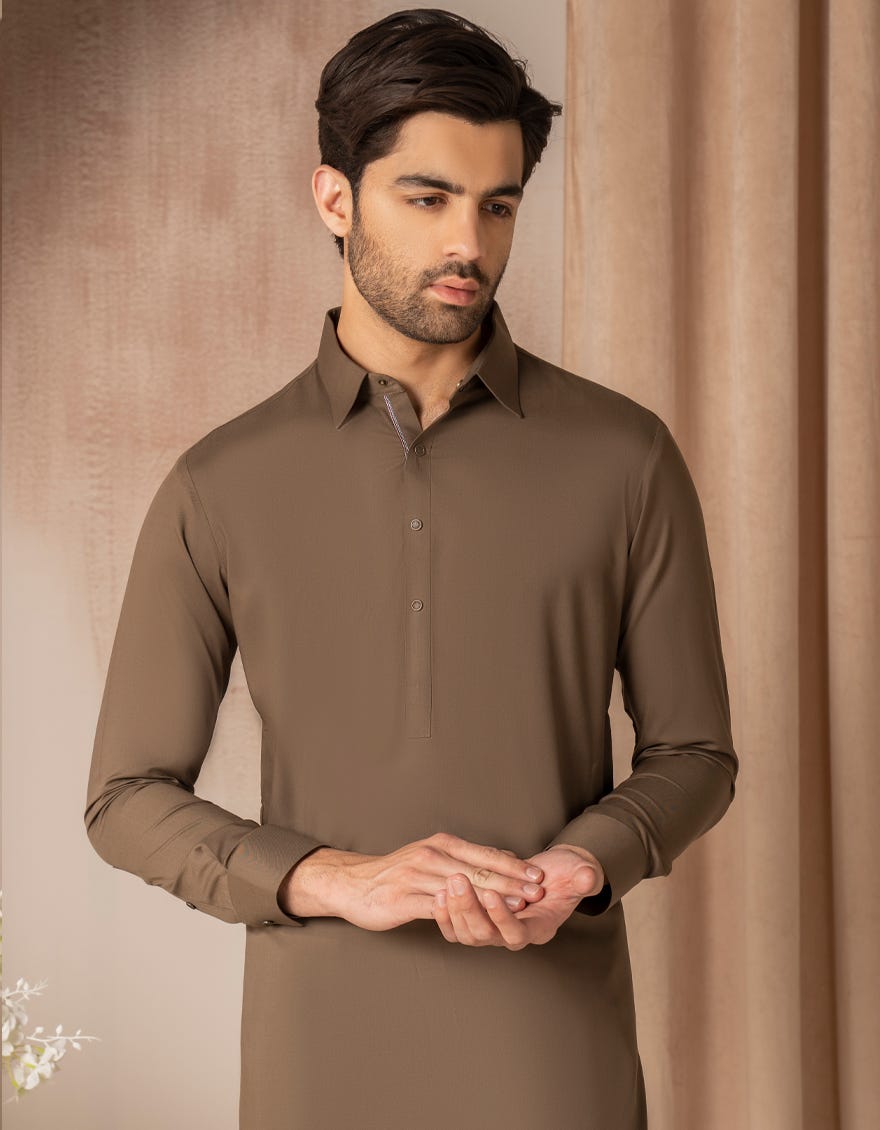 BROWN BLENDED CASUAL KAMEEZ SHALWAR