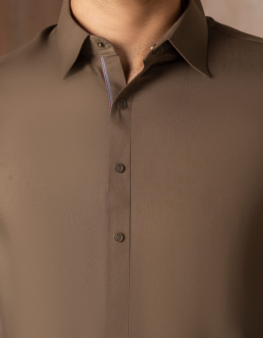 BROWN BLENDED CASUAL KAMEEZ SHALWAR