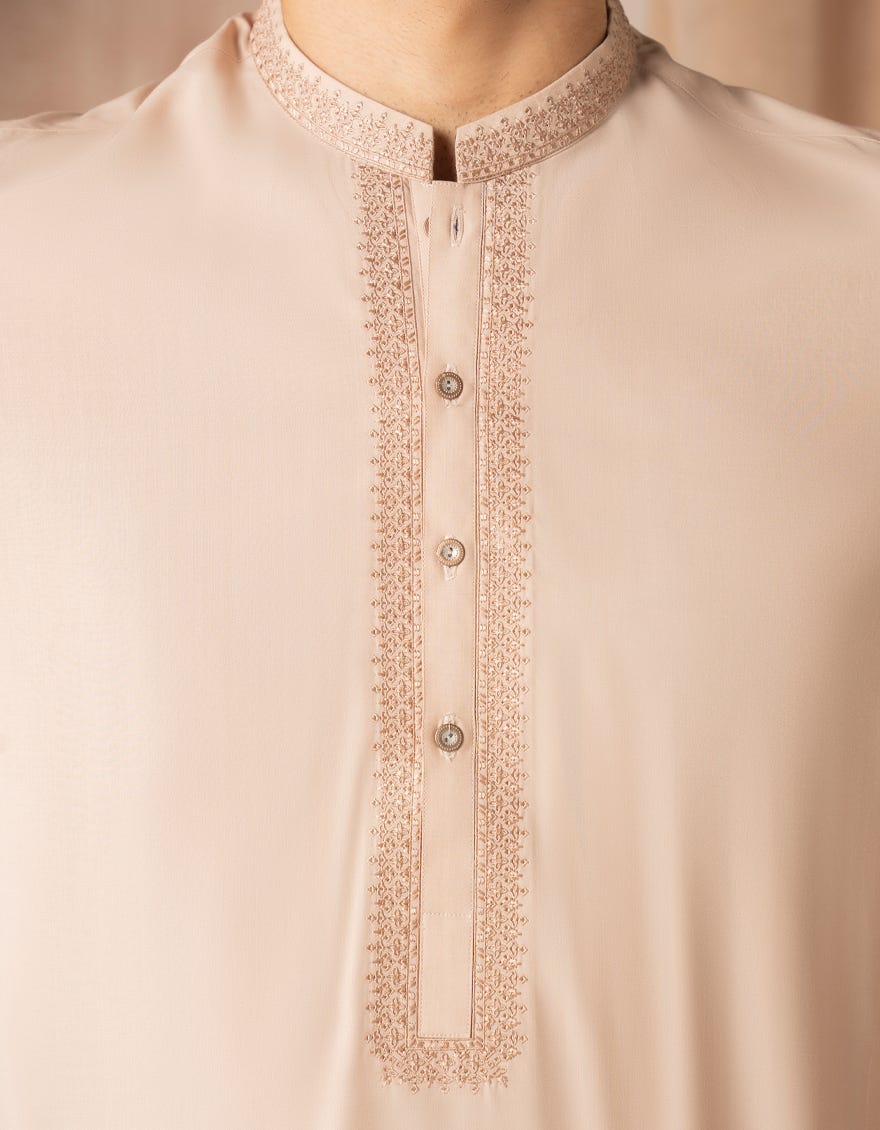 PEACH BLENDED SEMI-FORMAL KURTA TROUSER