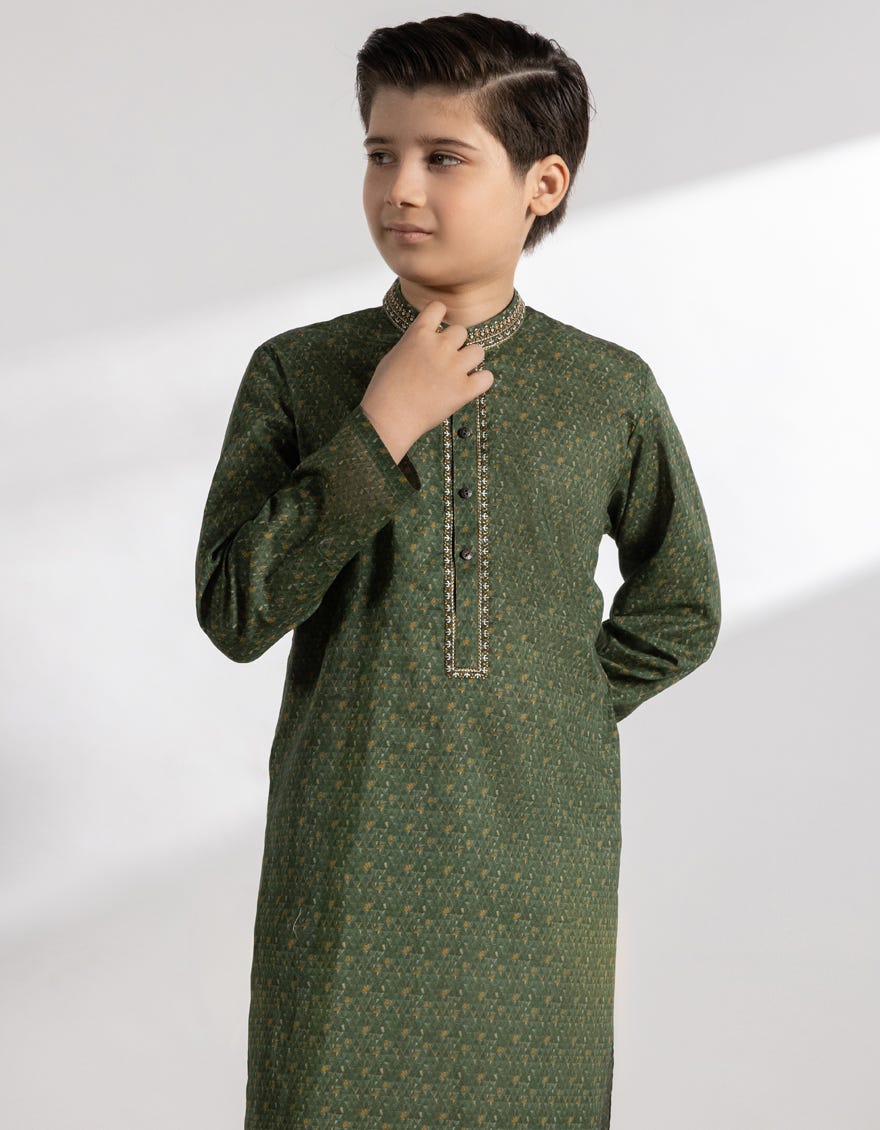GREEN COTTON KURTA
