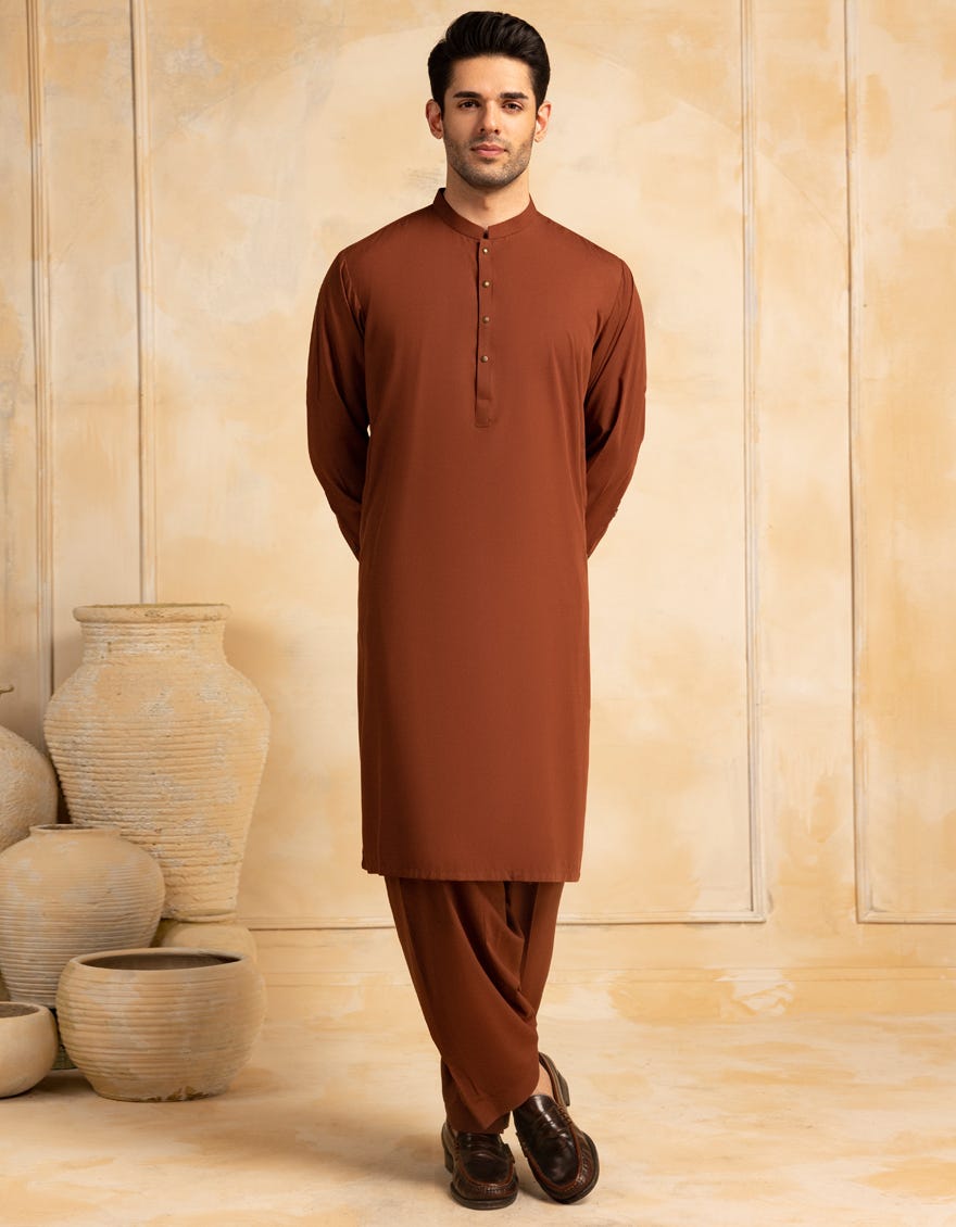 BROWN BLENDED KAMEEZ SHALWAR | JJKS-A-47380
