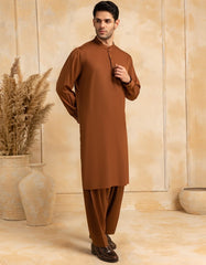 CAMEL BROWN BLENDED KAMEEZ SHALWAR | JJKS-A-47386