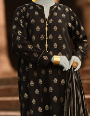 BLACK JACQUARD DYED UNSTITCHED 3PC | JLAWN-S-25-3208