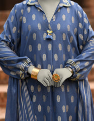 BLUE JACQUARD DYED UNSTITCHED 3PC | JLAWN-S-25-3206
