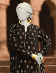 BLACK JACQUARD DYED UNSTITCHED 3PC | JLAWN-S-25-3208