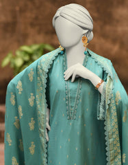 BLUE JACQUARD DYED UNSTITCHED 3PC | JLAWN-S-25-3200