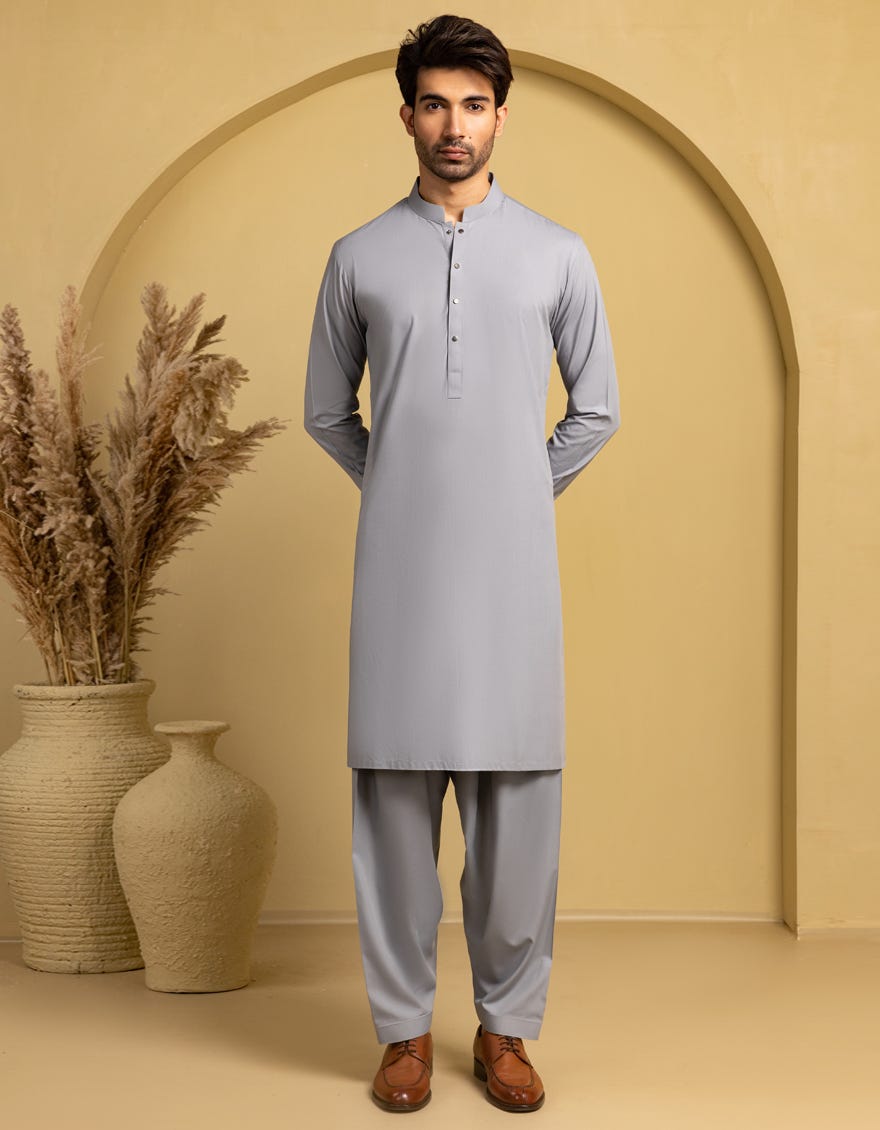 GREY BLENDED CASUAL KAMEEZ SHALWAR