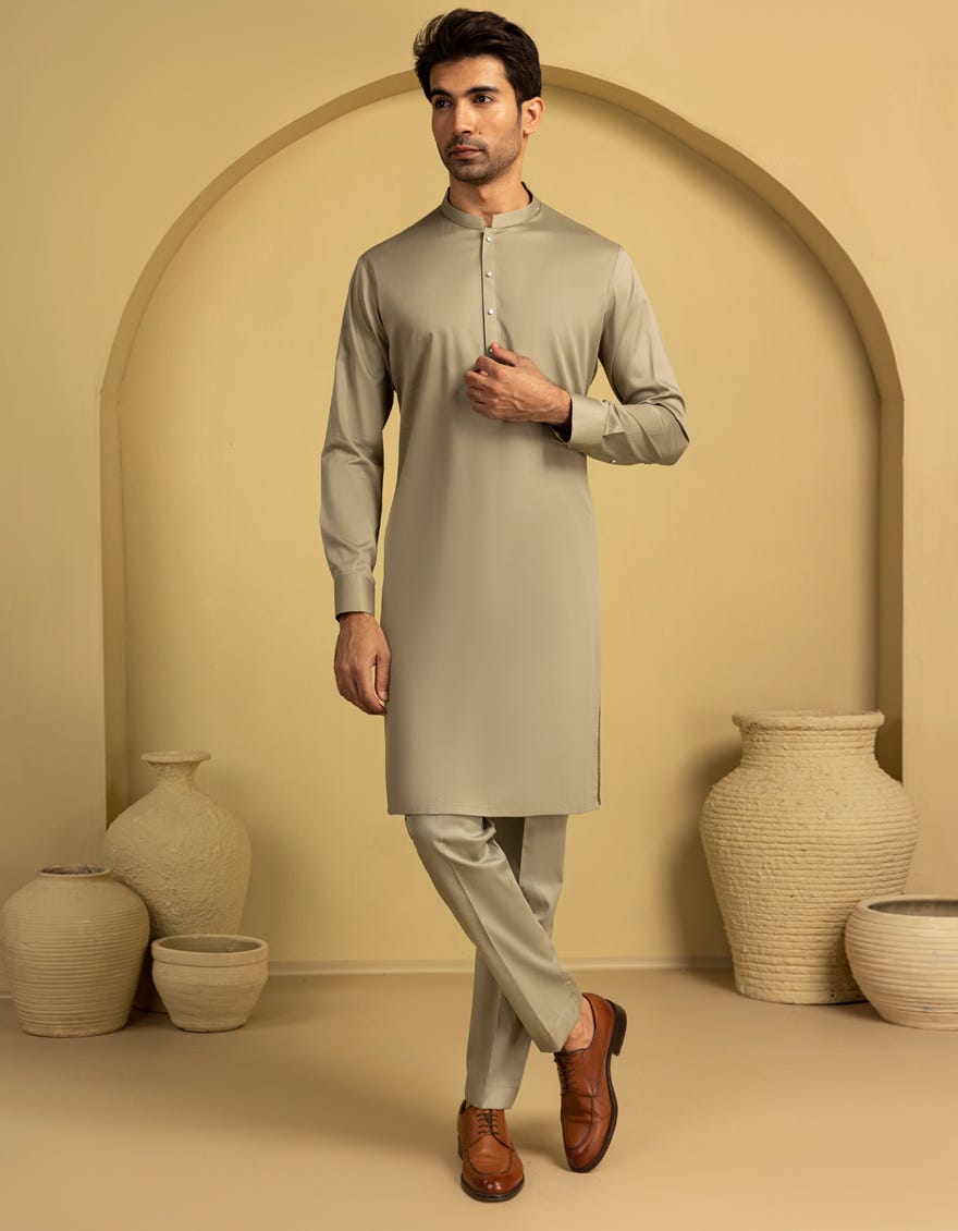 BEIGE COTTON KURTA TROUSER