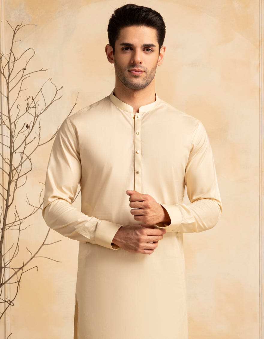 CREAM COTTON KURTA TROUSER