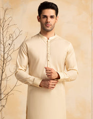 CREAM COTTON CASUAL KAMEEZ SHALWAR