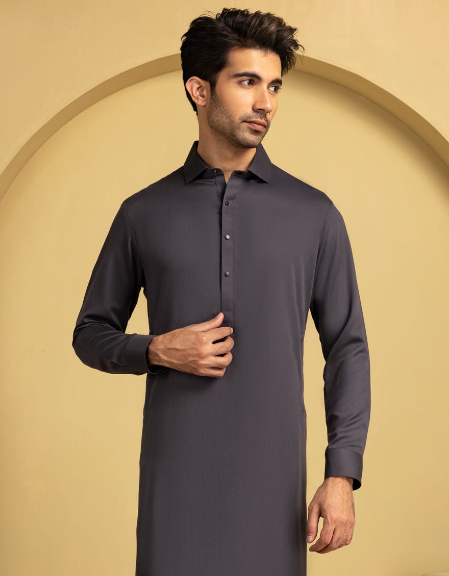 GREY BLENDED CASUAL KAMEEZ SHALWAR