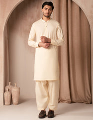 CREAM BLENDED CASUAL KAMEEZ SHALWAR