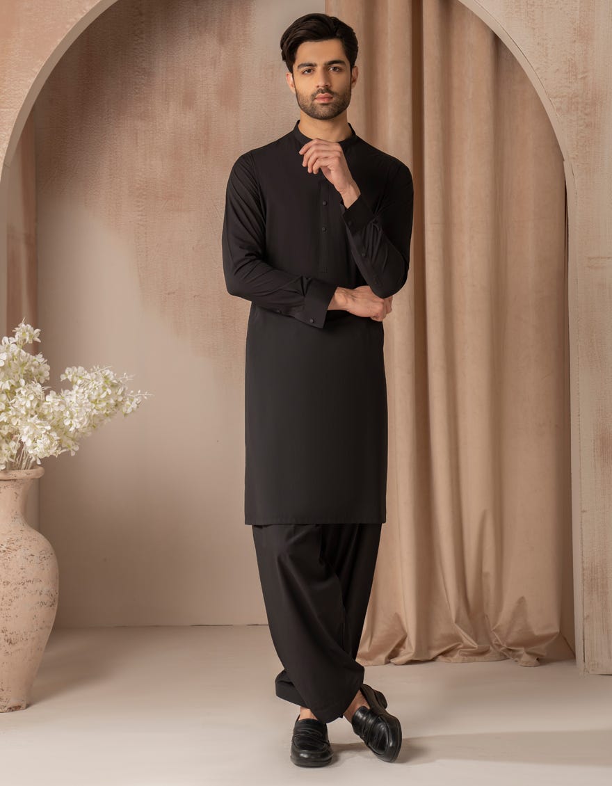 BLACK BLENDED CASUAL KAMEEZ SHALWAR