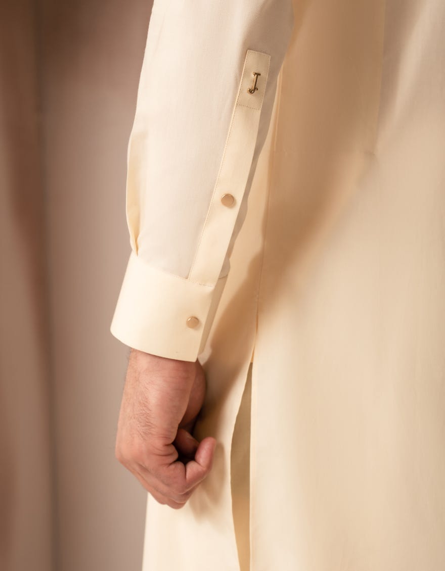 CREAM BLENDED PLAIN KURTA TROUSER