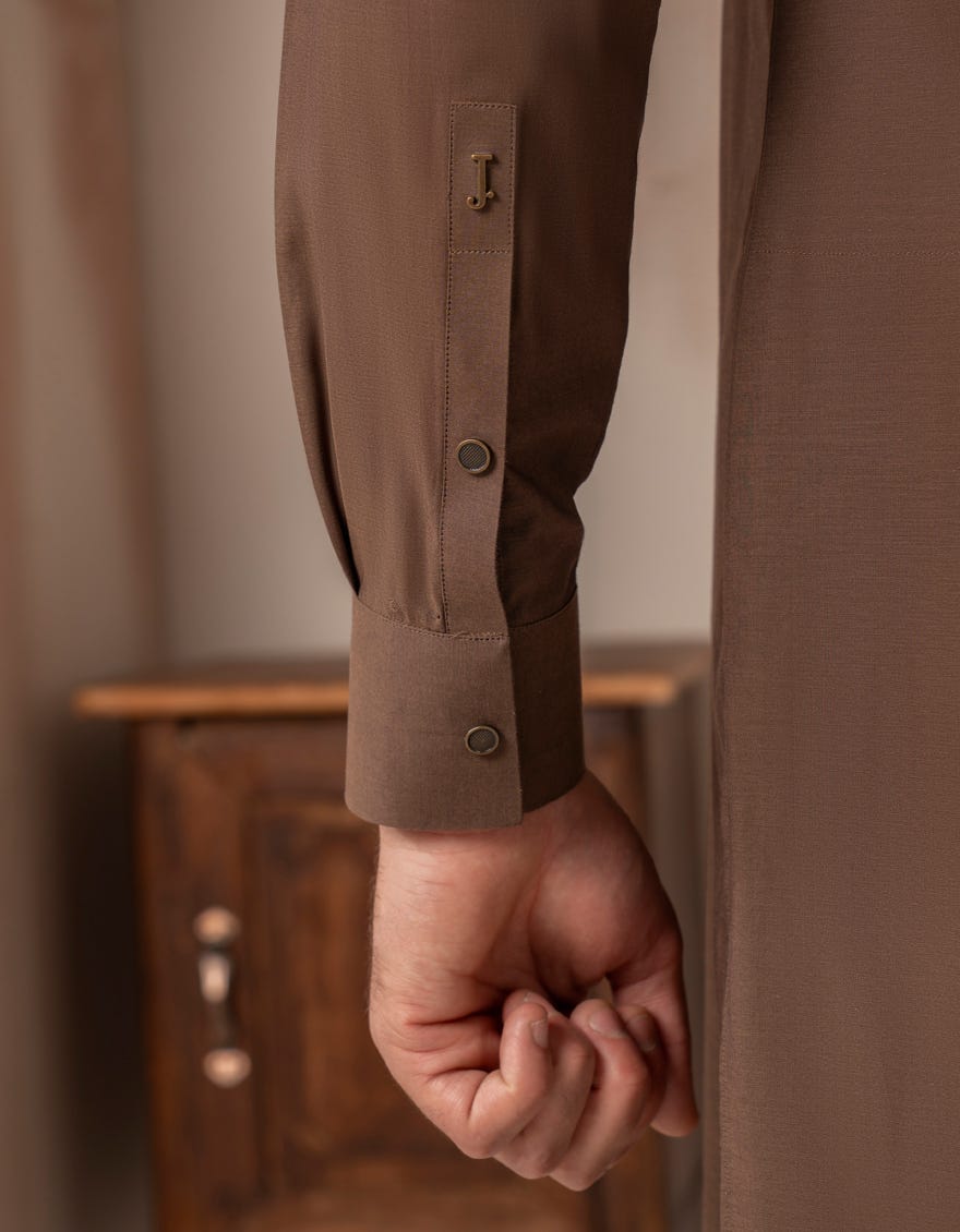 BROWN COTTON CASUAL KAMEEZ SHALWAR