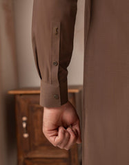 BROWN COTTON PLAIN KURTA TROUSER