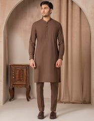 BROWN COTTON PLAIN KURTA TROUSER