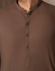BROWN COTTON CASUAL KAMEEZ SHALWAR