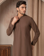 BROWN COTTON PLAIN KURTA TROUSER