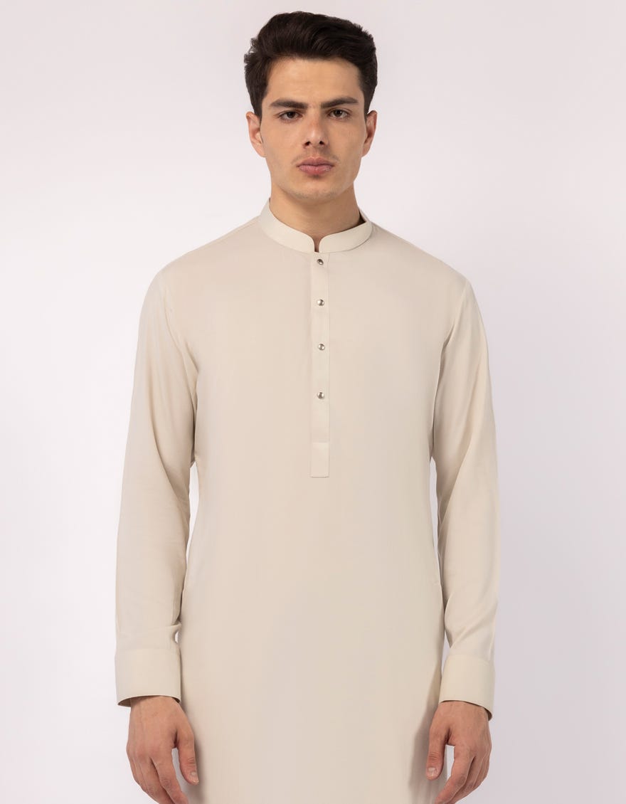 CREAM PLAIN KURTA TROUSERS