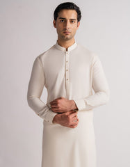 CREAM PLAIN KAMEEZ SHALWAR