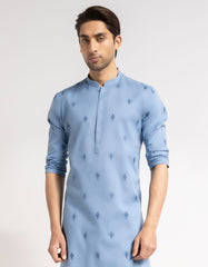 BLUE COTTON SEMI-FORMAL KURTA
